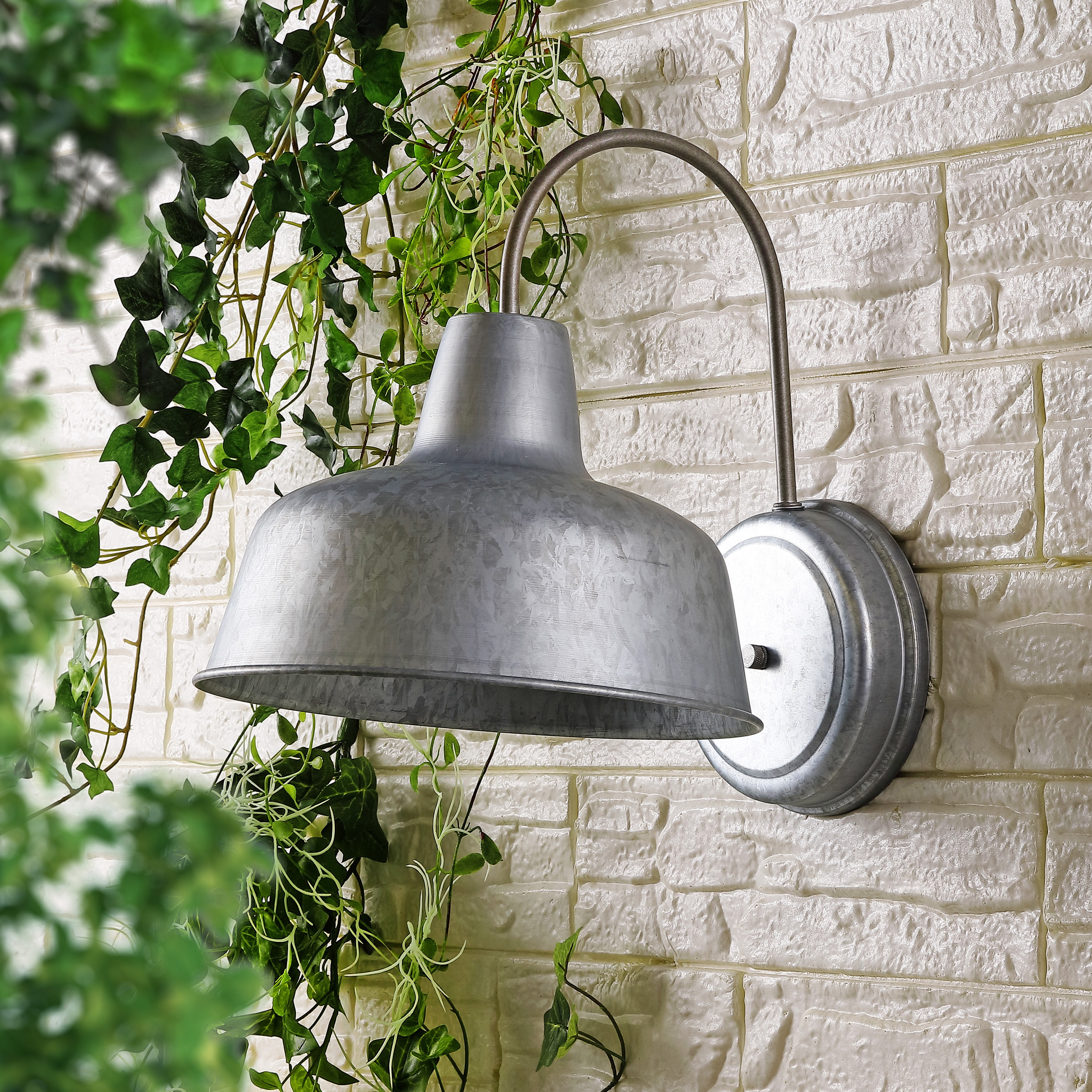 SAFAVIEH Jennine LED Steel Metal Wall Sconce with Galvanized Shade, Set of 2