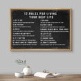 thumbnail image 3 of IDEA4WALL Framed Canvas Print 12 Rules for Living Your Best Life Inspirational Guide Illustrations Wall Art Contemporary Relax/Calm Artwork for Living Room, Bedroom, Office - 24"x36" NATURAL, 3 of 5