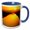 Blue/White, variant on 3drose, Irrigation Canal at Sunset Near Ashkhabad, Turkmenistan-as51 Ecl0007 - Ellen Clark, 11oz Two-tone Red Mug