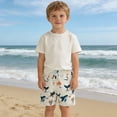 thumbnail image 2 of Boys Swim Trunks with Ocean Whale and Plaid Print Beach Swim Shorts for Kids White 3 Years-4 Years, 2 of 5