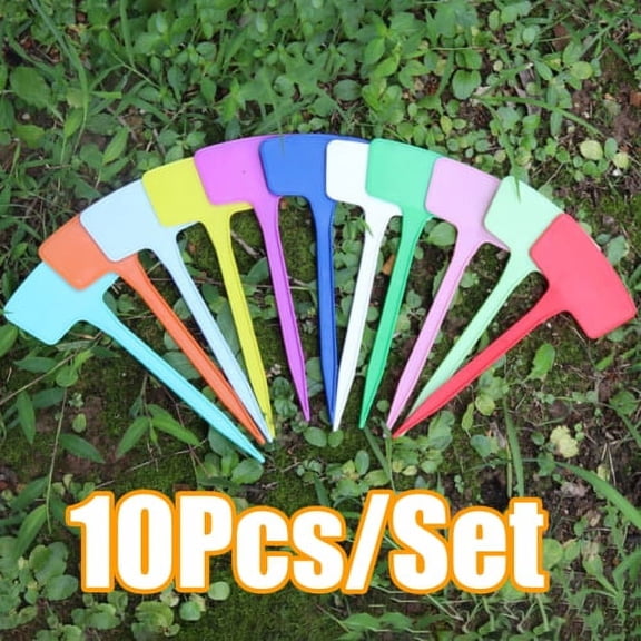 Zhaomeidaxi 10Pcs/Set Plastic Plant Tags, T-Type Markers Nursery Garden Labels Stakes for Gardening Green House Humidity Dome Orchard Botanical Garden