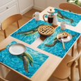 thumbnail image 5 of Blue Sea Turtle Coastal Placemats Set of 6 Nautical Summer Ocean Beach Place Mats Indoor Wipeable Table Mats Washable Cloth Dining Table Placemats for Kitchen Holiday Party Home Decor 13x19 Inch, 5 of 9