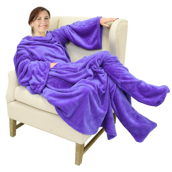 Catalonia Wearable TV Blanket with Sleeves Arms & Feet pockets for Adult Micro Plush Fleece Large Wrap Throw Robe 73" x 53"