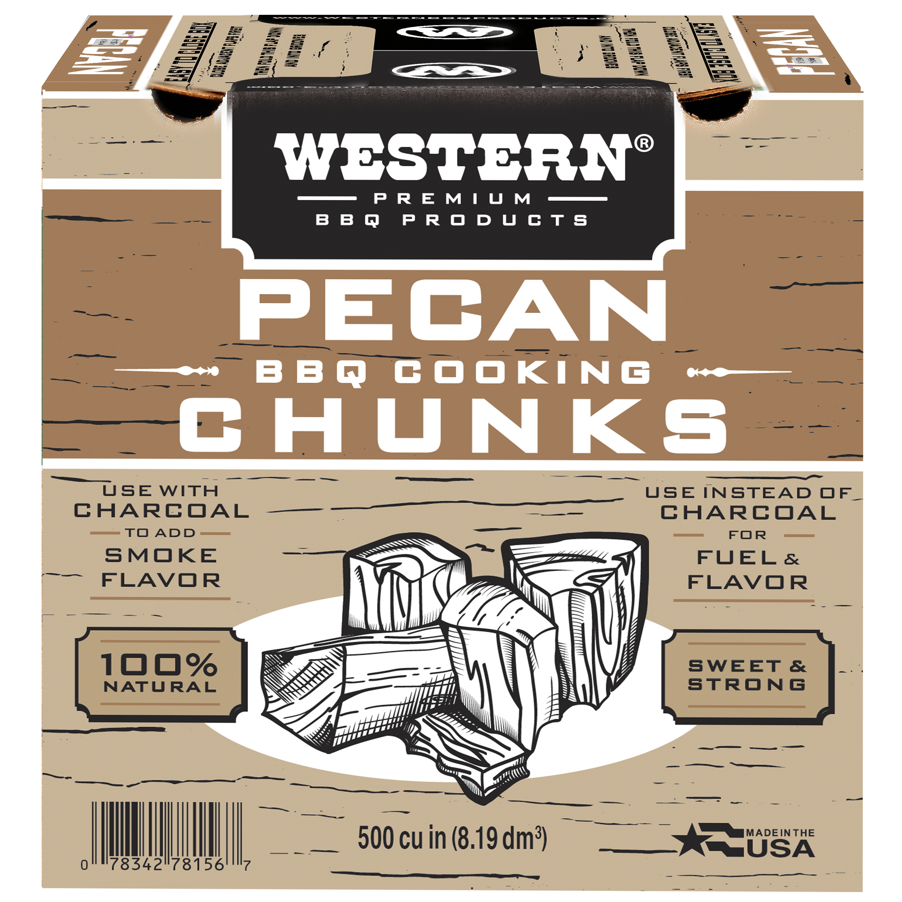 Western Premium BBQ Pecan Smoker Chunks, 500 Cu in photo 1