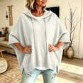thumbnail image 3 of Nugftut Plus Size Hooded Sweaters for Women Poncho 3/4 Batwing Sleeve Loose Knitted Hoodie Pullover Sweaters, 3 of 3