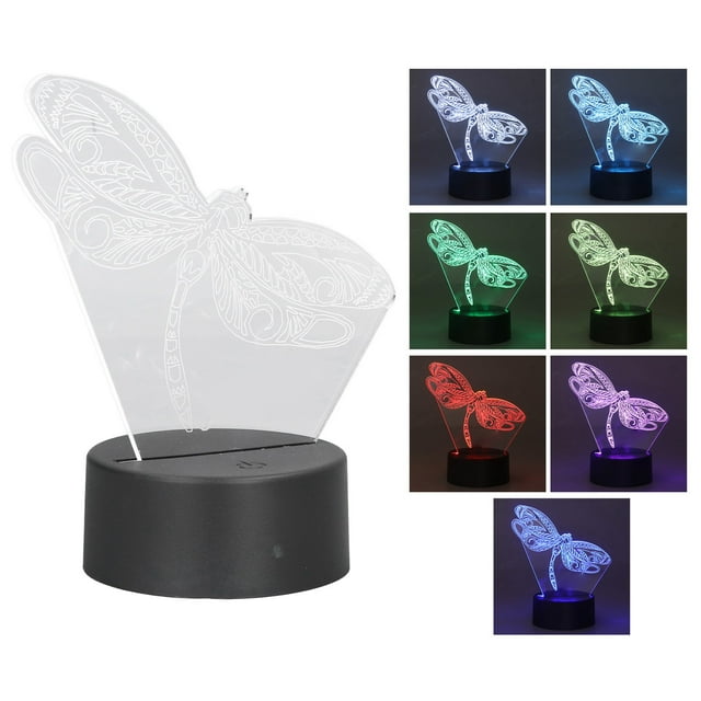 Luz Nocturna 3D, Luz 3D De Libélula Acrílica Inofensiva Alimentada Por USB Para Sala De Estar Para Regalo De Cumpleaños
