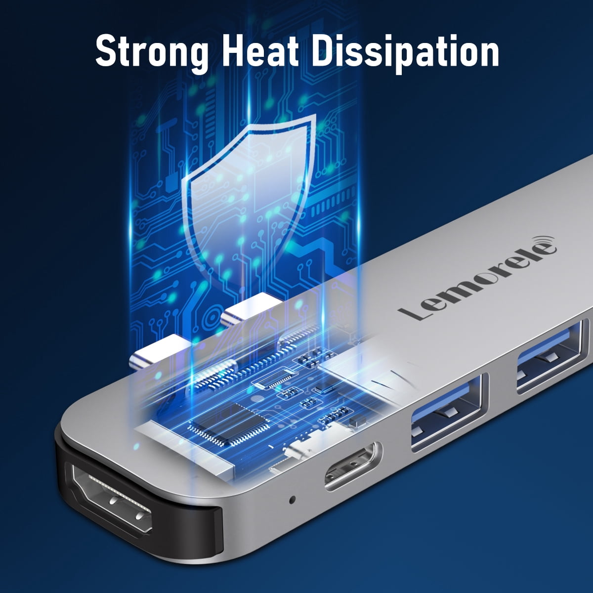 7-in-2 Aluminum USB-C Docking Station for Macbook with 4k Screen Projection, 100w Fast Charging, 40gbps Ultra-Speed Transfer, SD/TF Card Slot, and USB A 3.0 Data Port