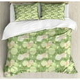 thumbnail image 1 of Rose King Size Duvet Cover Set, Abstract Pastel Colored Blossoms and Buds Romantic Spring Garden, Decorative 3 Piece Bedding Set with 2 Pillow Shams, Pistachio Green Peach and White, by Ambesonne, 1 of 3