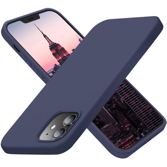 Designed for iPhone 12 Case, Designed for iPhone 12 Pro Case, Silicone Shockproof Phone Case with [Soft Anti-Scratch Microfiber Lining] 6.1 inch, Navy Blue