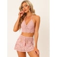 thumbnail image 3 of Conjunto de bikini de 2 piezas Allegra K minifalda con parte superior de Cami calada Rosa M, 3 of 6