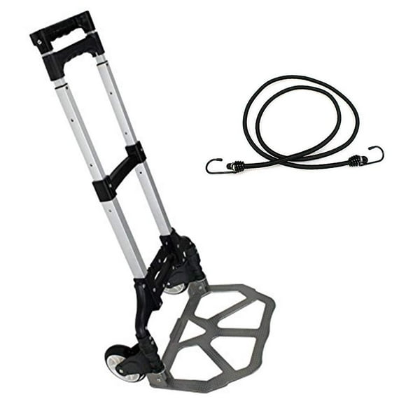 Smartxchoices Chariot à Main Pliant, Chariot à Poupées avec Roues et Poignée Télescopique, Cordon Élastique, Chariot à Bagages Portable en Aluminium, Chariot Personnel pour Intérieur Extérieur Voyage Magasinage Déménagement, Capacité de 176 lb