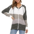 thumbnail image 1 of Chandail d'Hiver Décontracté pour Femmes à Blocs de Couleur, Col en V, Manches Longues, Tricoté, avec Capuche, Haut, Blouse, Manteau, 1 of 7