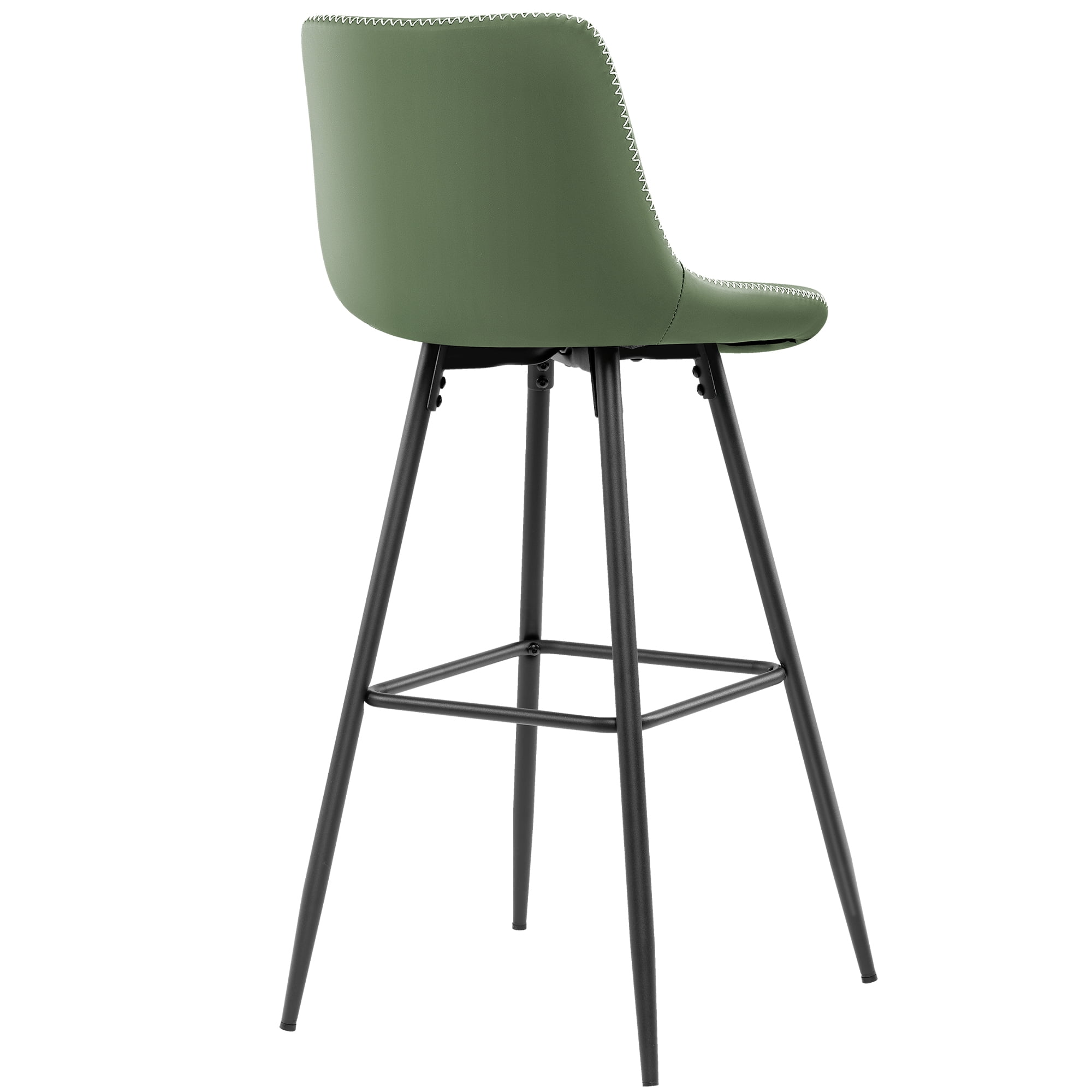 COOLHUT 24 Inch Bar Stools Set of 2, Counter Height Bar Chair with Footrest, Upholstered Faux Leather Bar Chair, Counter Stools with Sturdy Metal Legs, Green