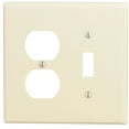 thumbnail image 2 of Leviton 80505-I 1-Toggle 1-Duplex Midway Size Wall Plate, 2 Gang, 4.875 In L X 4.94 In W 0.255 In T, 1-Pack, Ivory, 2 of 2