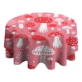 thumbnail image 4 of Red Mushroom Pattern Pink Pattern Round Tablecloth 60"x60",Wrinkle Wipeable Table Cloth for Kitchen Dining Room Picnic Patio Party, 4 of 6