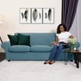 thumbnail image 3 of CHUN YI Sofa Cover with Separate Cushion Slipcover Stretch Checks (XL Sofa, Smoky Blue), 3 of 7