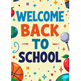 thumbnail image 4 of Welcome Back to School Banner Pencil Apple Basketball Decorations Classroom Poster Party Supplies Learning Event Educational Backdrop, 4 of 4