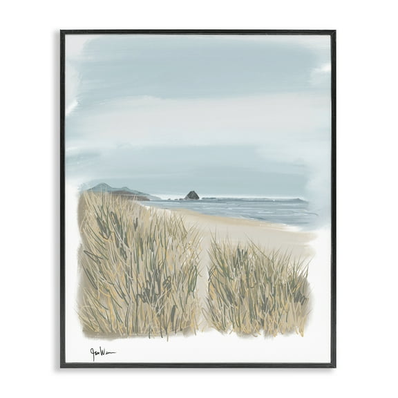 Stupell Industries Path To Calm Beach Landscape & Nature Painting Black Framed Art Print Wall Art, 11 x 14