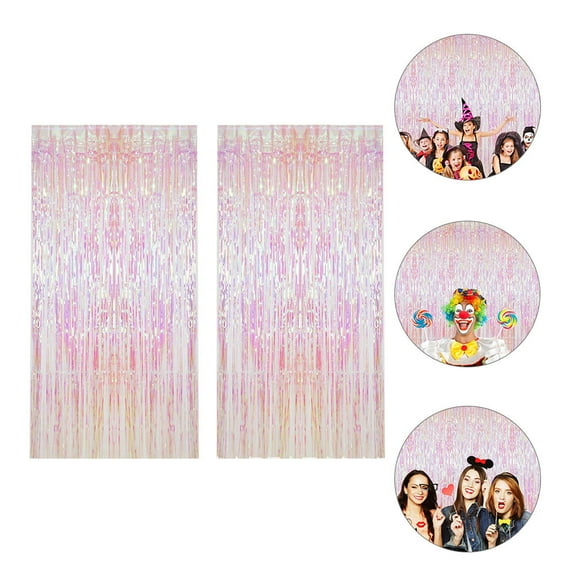 KAJNBN Birthday Backdrop Curtains 2 Sets 200x79in Rain Tinsel Assorted Color For Party Decorations