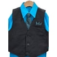 thumbnail image 3 of B-One Kids Boys' Formal Vest Suit Set, 4 Piece, Black with Turquoise Dress Shirt, Sizes 4-20, 3 of 5