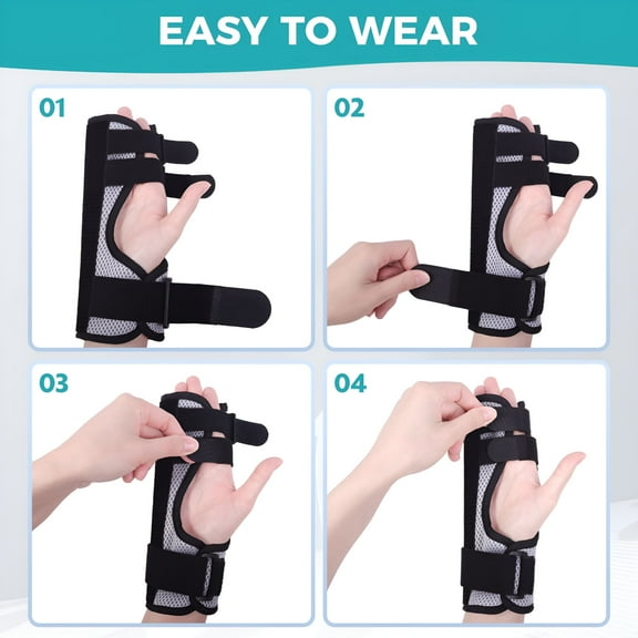 XIRQI Trigger Finger Splint,Hand Brace with Finger Support,Right or Left Adjustable Hand Brace-Straightening for Trigger Finger,Injury,Fracture (BLACK)