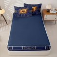 thumbnail image 4 of Castle Fairy Basketball Sport Zipper Twin Comforter Sets with Fitted Sheet and 2 Pillowcases, Sport Court Zipper Bedding Set, Navy Gold Orange,4-Piece,Navy Blue Reversible, 4 of 6