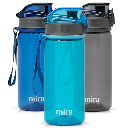 Mira Reusable Tritan Water Bottle | BPA-Free Plastic Sports Water Bottle | Leak Proof Locking Flip Top Lid with Easy Flow Spout (25 oz (750 ml), Pacific