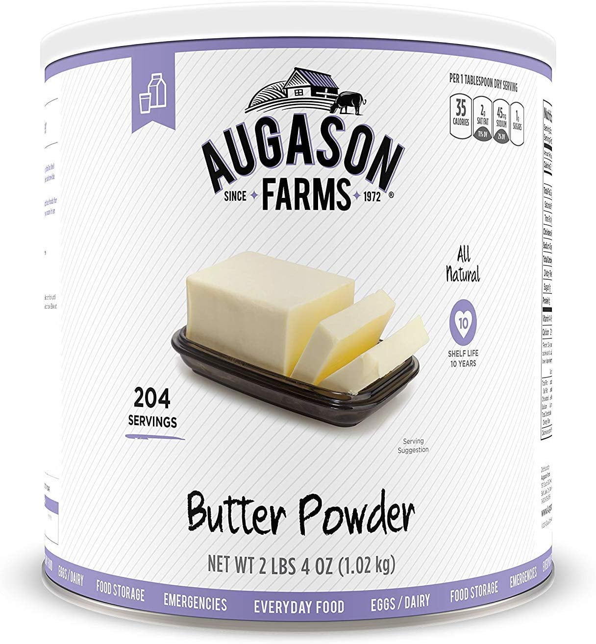 Augason Farms Butter Powder 2 Lbs 4 Oz No. 10 Can
