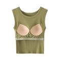 thumbnail image 4 of Women's Summer Nightshirt Fashion Women's Solid Color with Chest Pad No Steel Rings Bottom Underwear Short Sleeve Pajama Top Green M, 4 of 5