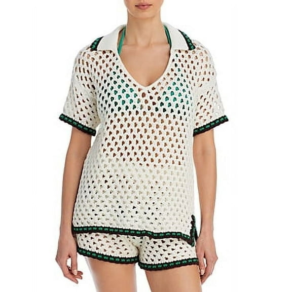 Echo womens  Hammock Stitch Polo Top, m, White