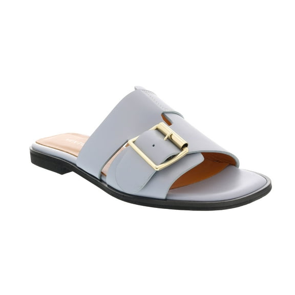 Ventutto Light Blue Buckle Flat Leather Slide-7 for womens