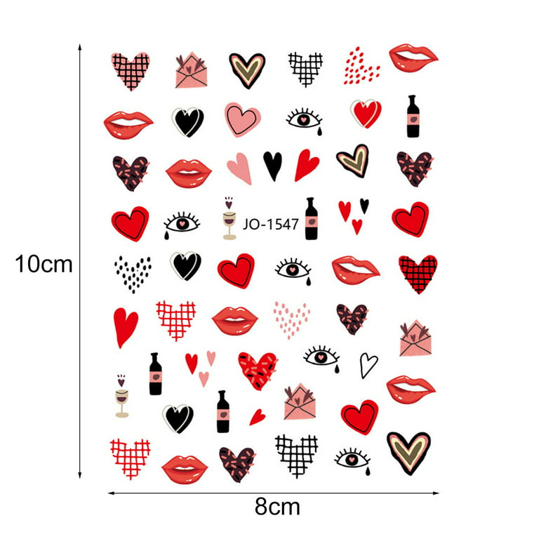 Valentine's Day Nail Stickers, Valentines Nails Art Heart Nail Art  Accessories Decals Valentine Decorations Love Heart Bear Tower Angel Nail  Art