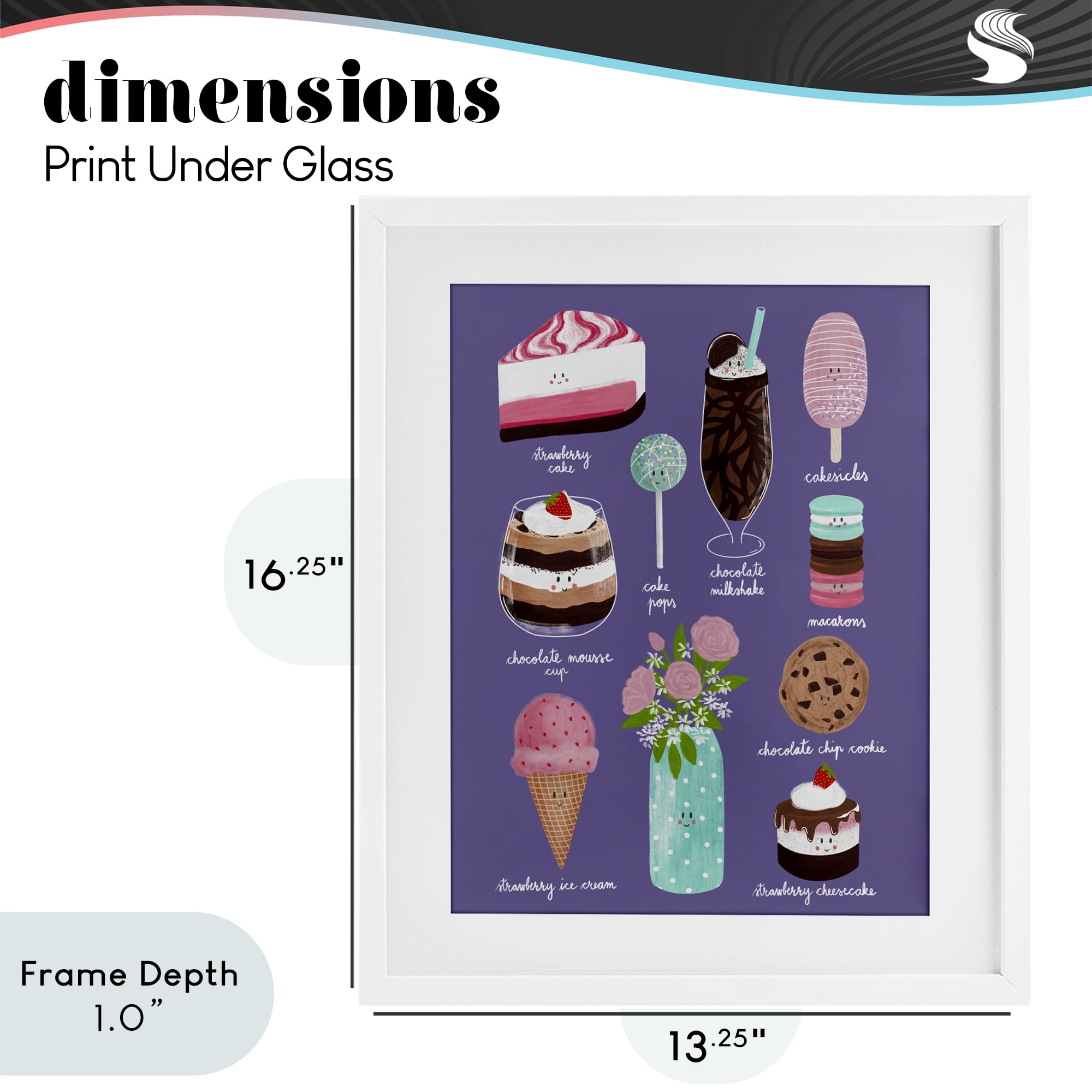 Stupell Industries Decadent Desserts & Flowers White Framed Print Under Glass, design by Metka Hiti