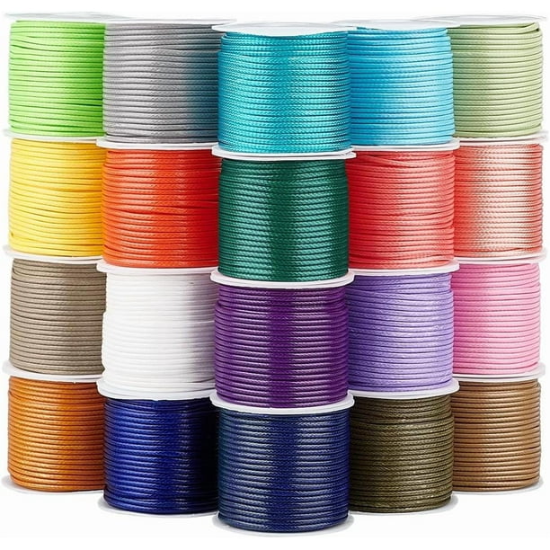 218,7 yardas de hilo de poliéster encerado de 1,5 mm, 20 rollos, 20 colores.