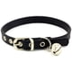 thumbnail image 1 of Collar clásico de piel con cascabeles, ideal para perros pequeños o gatos. Collar ajustable de 15 a 21 cm de largo y 1 cm de ancho, color negro., 1 of 5