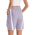 thumbnail image 3 of Summer Elastic Waist Women Drawstring Color Block Straight Cargo Shorts, 3 of 5