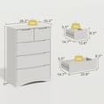 thumbnail image 2 of Asofer 5 Drawers Dresser, Bedroom Chest of Drawers, Sturdy Wood Dresser Organizer Cabinet, Easy Assembly, White, 2 of 5