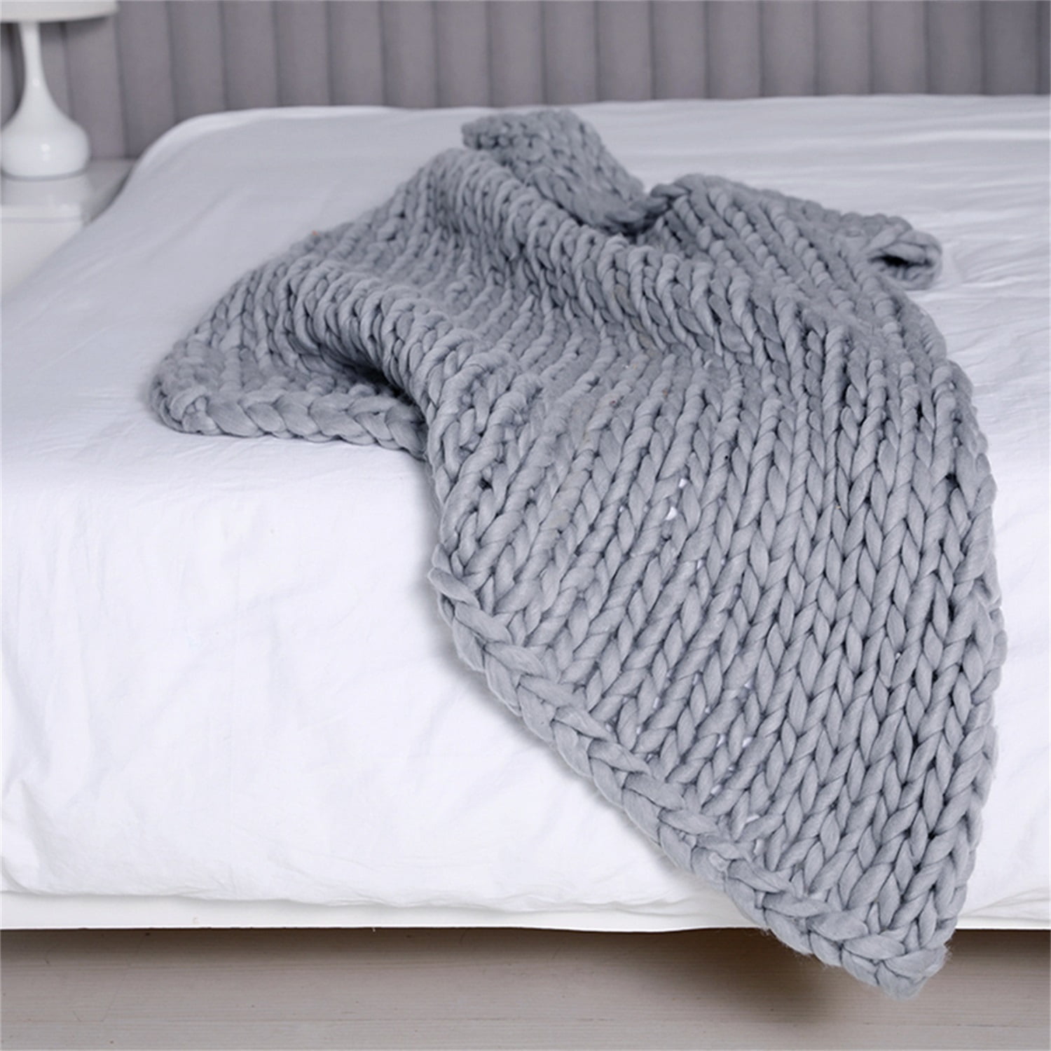 Lowestbest Chunky Knit Blanket, Handmade Warm Soft Throw Blanket, Cable Knit Blanket - Light Grey (51" x 67") Lowestbest Chunky Knit Blanket, Handmade Warm Soft Throw Blanket, Cable Knit Blanket - Light Grey (51" x 67")