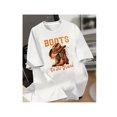 thumbnail image 2 of Men's Western Cowboy Boots Graphic T-Shirt - "Boots On The Ground" Design, White Crew Neck Short Sleeve Tee for Casual & Outdoor Wear - Comfortable, Breathable, Oversized Fit for Men, PLUS SIZE, 2 of 8