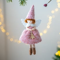 Taicans Cute Pink Angel Christmas Ornament with Wings & Tree Charm,Soft Plush Xmas Tree Hanging Decor,Festive Holiday Decoration for Home,Christmas Tree,Xmas Tree Ornaments,Angel Ornaments