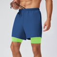 thumbnail image 5 of Men'S 2 in 1 Running Shorts Quick Dry Gym Athletic Workout Shorts for Men with Phone Pockets Blue M, 5 of 8