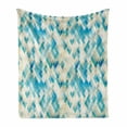 thumbnail image 1 of Geometric Soft Flannel Fleece Throw Blanket, Blue Themed Hexagonal Shaped Abstract Modern Grunge Art Print, Cozy Plush for Indoor and Outdoor Use, 50" x 60", Turquoise White, by Ambesonne, 1 of 6