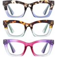 thumbnail image 2 of GFDYREE 3 pack Oprah style Spring hinge Readers Blue Light Blocking Computer Square Reading Glasses for Women Men, 2 of 6