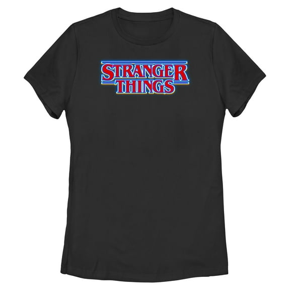 Netflix Women's Stranger Things Classic Logo Bright Blue Outline T Shirt