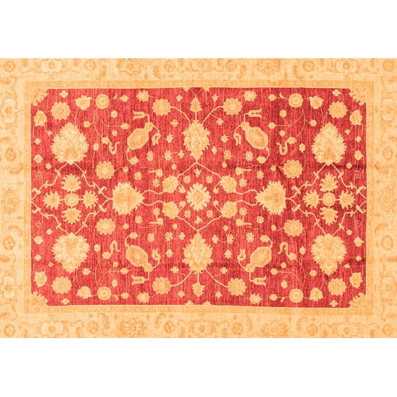 Ahgly Company Indoor Rectangle Oriental Orange Traditional Area Rugs, 2' x 4'