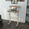 thumbnail image 4 of Soges Mobile Standing Desk, Height Adjustable Sit to Stand Desk, Portable Laptop Desk, 2-Tier Computer Workstation for Home Office, Oak, 4 of 8