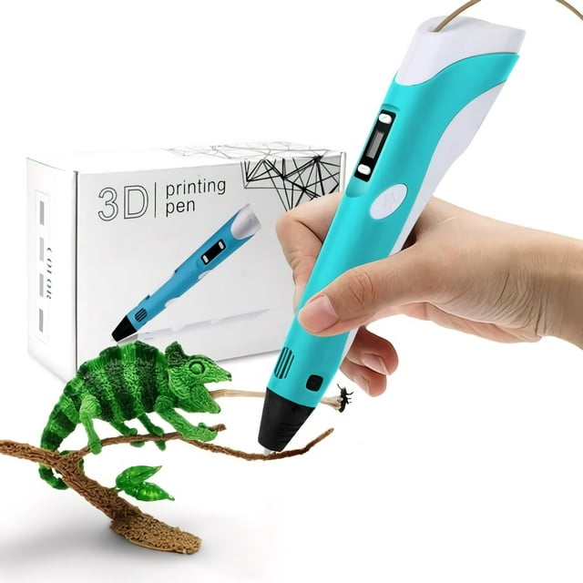 Stylo d'Impression 3D Stylo de Dessin DIY avec Écran LCD avec 13 Filaments PLA pour Enfants Adultes (Bleu)