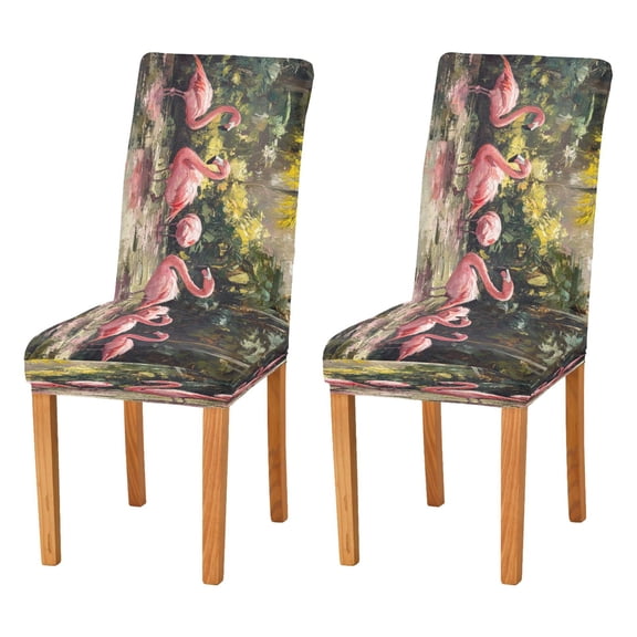 BZSMCE Chairs Slipcovers Dining Chair Covers Flamingos Frolicking in The Forest Pattern Creative Pattern