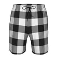 thumbnail image 4 of Disketp Men'S Swim Trunks Hawaiian Breathable Surf Beach Swimsuits Mesh Lining Beach Shorts With Pockets-White And Black Plaid Pattern, 4 of 9