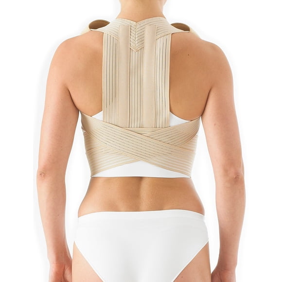 Neo-G Clavicle Brace - Back Support for Early Kyphosis, Rounded Shoulders, Pain Relief, Muscular Aches, Rehab - Fully Adjustable - Class 1 Medical Device - L - Tan